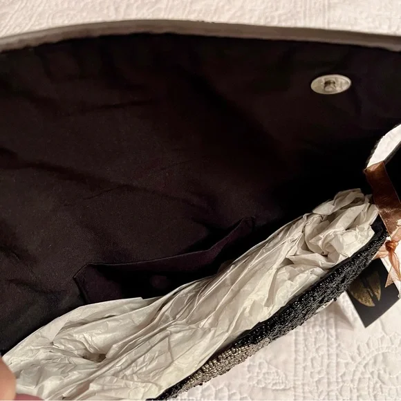 NWT Hand-Beaded Skull & Bones Purse Bag by From India To You, Black/Silver - Picture 14 of 17